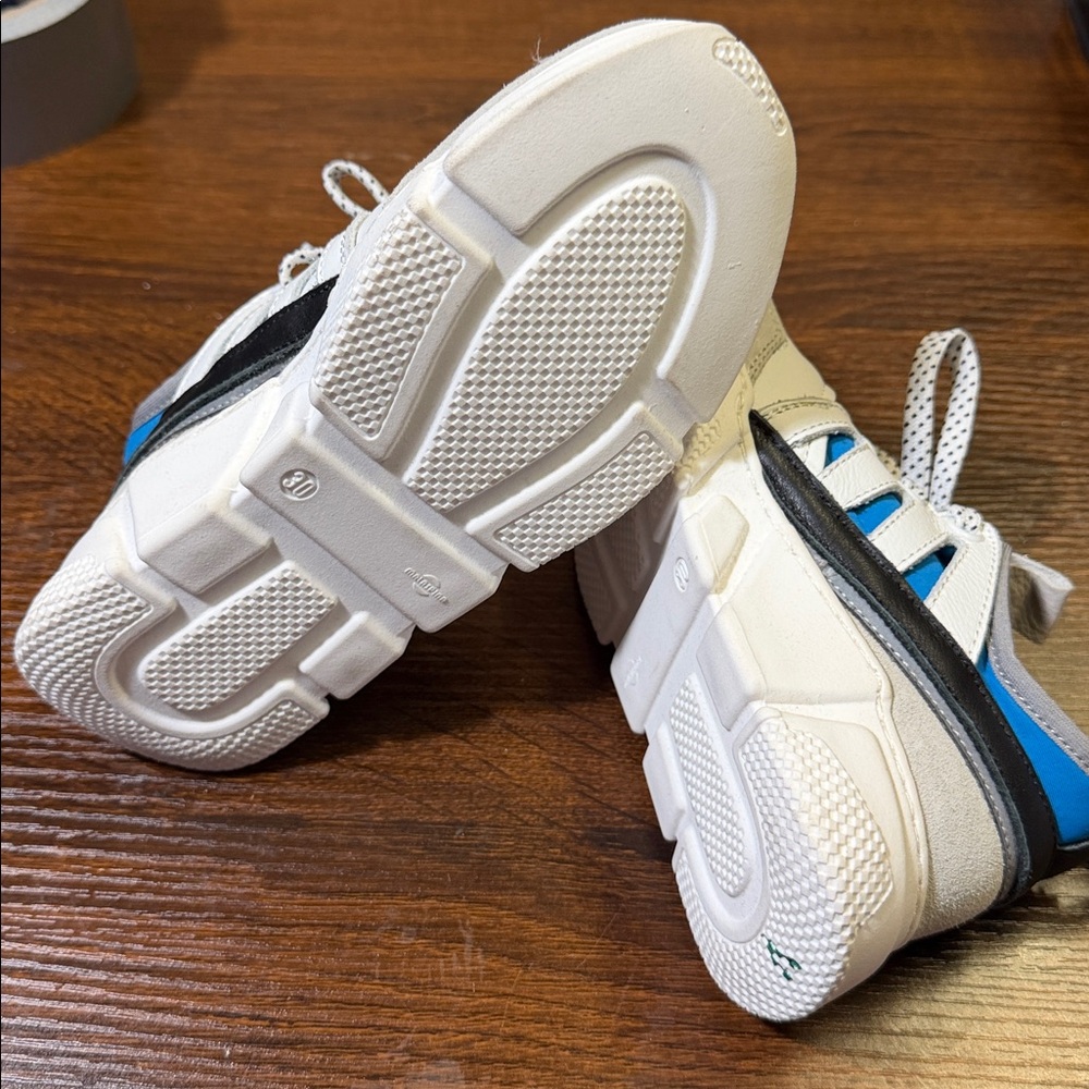 Roberto Cavalli Kids White Sneakers with Blue & Black Accents - Picture 8 of 11